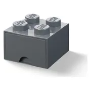 LEGO Opbergsteen met 4 noppen en 1 lade - donkergrijs
