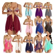 Super Sexy nachtjurk+ string - babydoll jurk- babydoll nachtjapon van kant versierd met bloemetjes patroon-babydoll nachtjapon-- babydoll lingerie