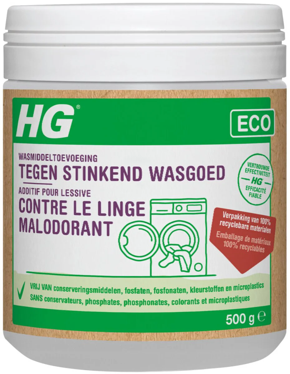 6x HG Eco Wasmiddeltoevoeging tegen Stinkend Wasgoed 500 gr