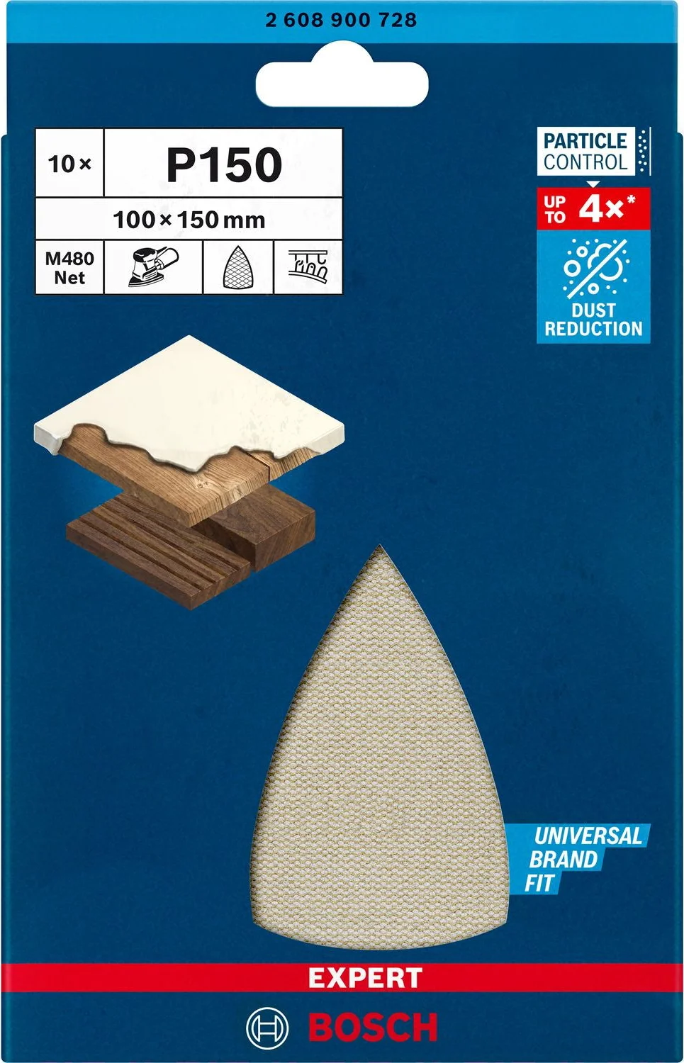 Bosch Professional EXPERT M480 schuurnet universeel 100x150mm K150 VE=10 - 2608900728