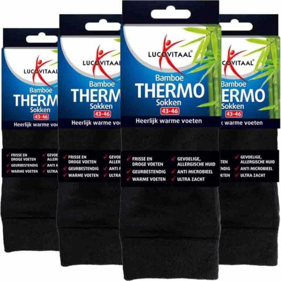 4x Lucovitaal Thermosokken Bamboe 35-38 1 paar