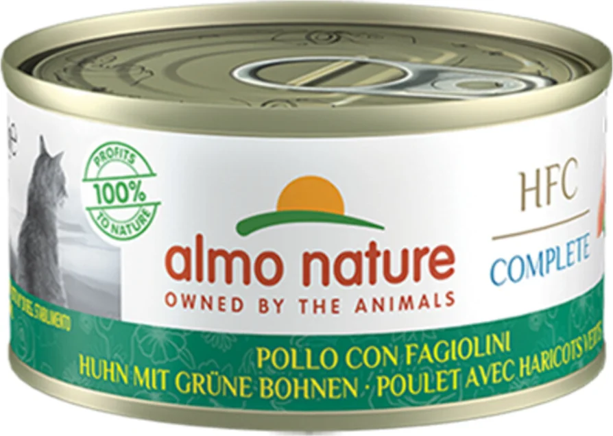 48x Almo Nature HFC Complete Kattenvoer Nat Graanvrij Kip & Groene Bonen 70 gr