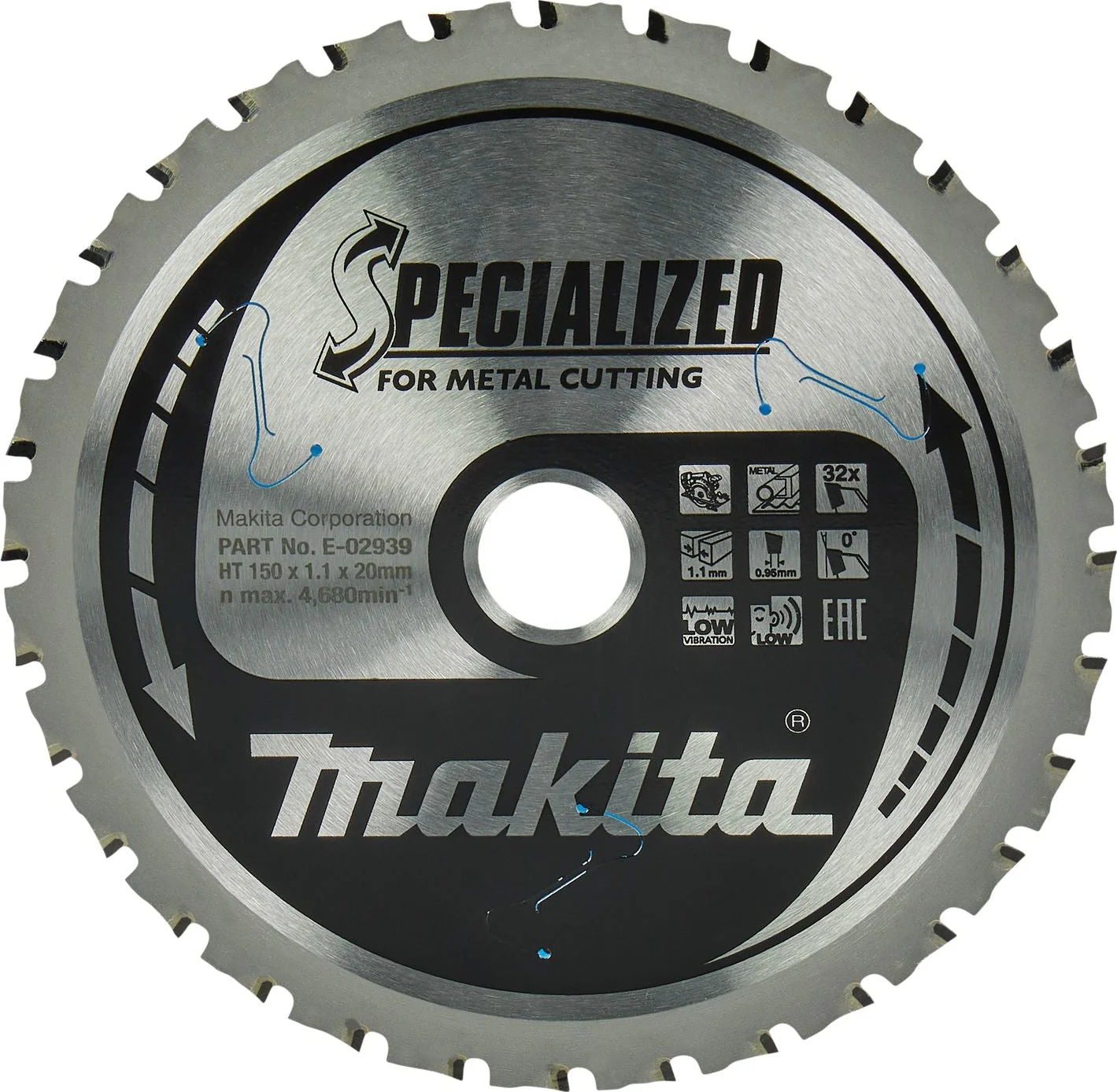 Makita Cirkelzaagblad voor staal | Specialized | Ø 150mm Asgat 20mm 32T - E-02939