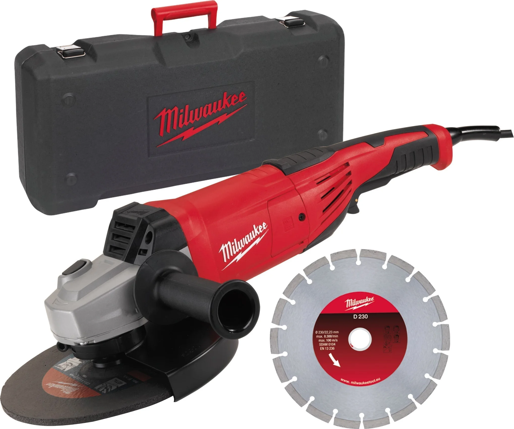 Milwaukee AG 22-230 Diamantset Haakse Slijpmachine 2200 W in koffer - 4933440292