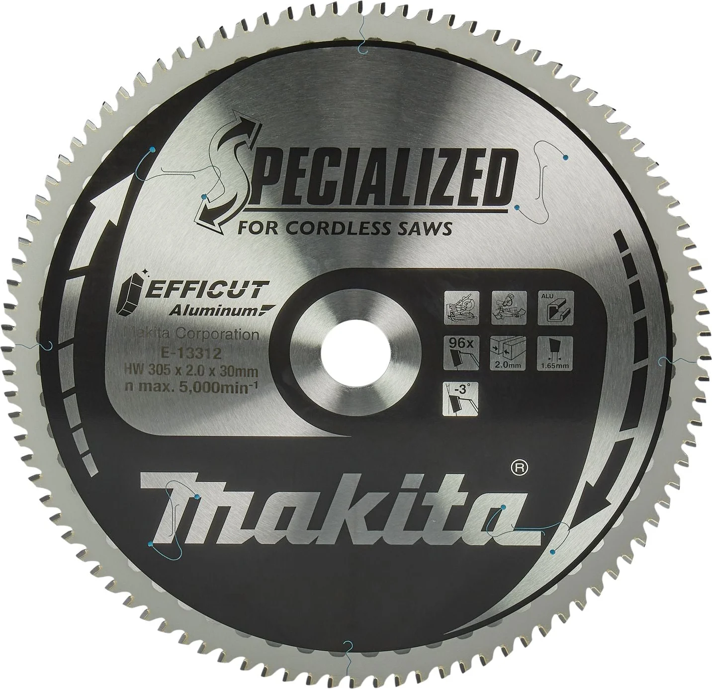 Makita Afkortzaagblad voor Aluminium | Efficut | Ø 305mm Asgat 30mm 96T - E-13312