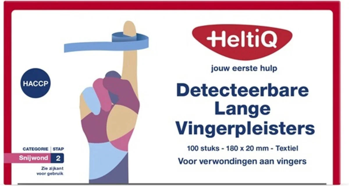 Heltiq Detecteerbare Lange Vingerpleisters Textiel 180x20mm 100ST