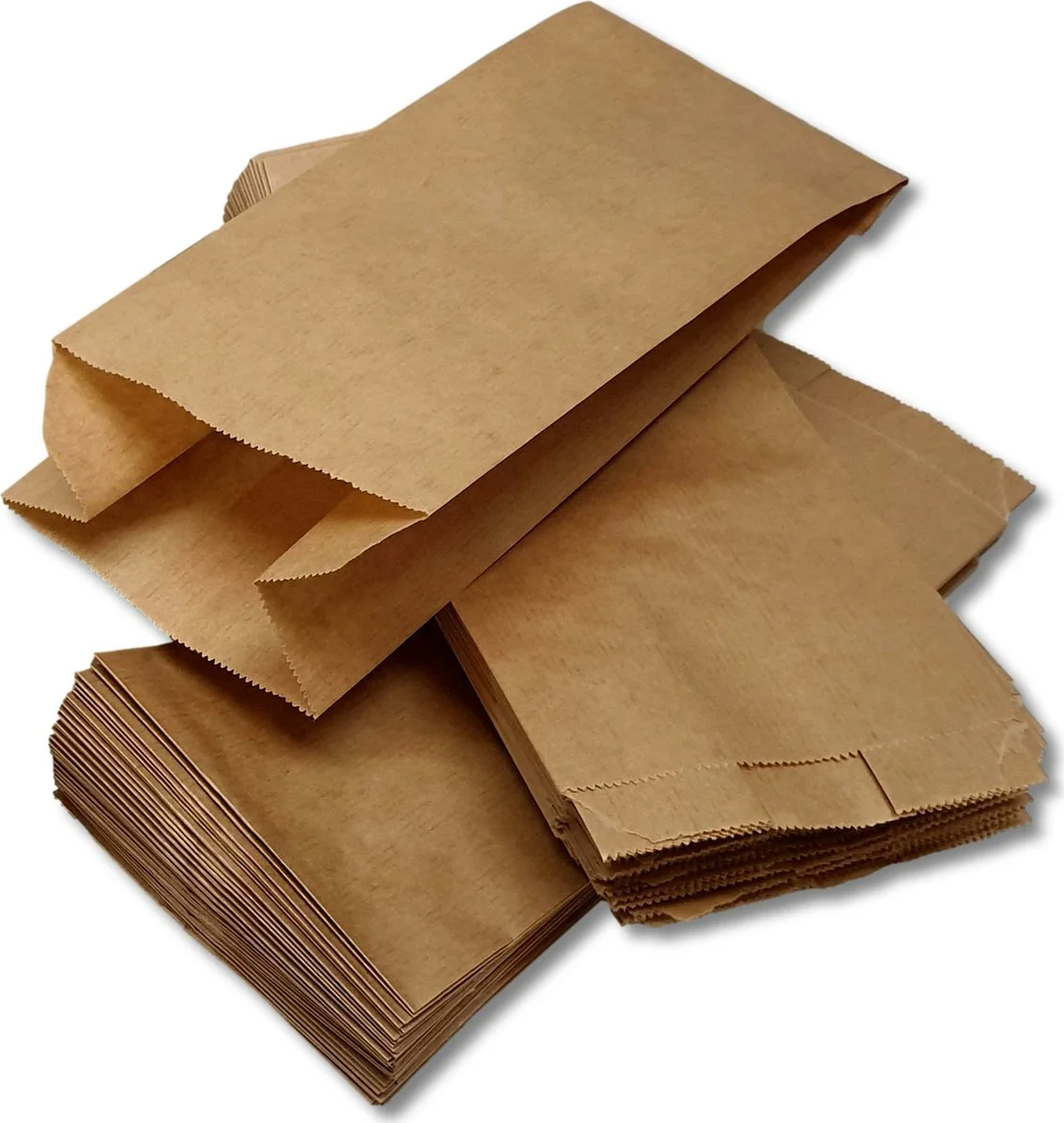 Prigta - Papieren zakjes - met zijvouw - 1 pond - 100 stuks - bruin - 13x8x26cm / fruitzakken