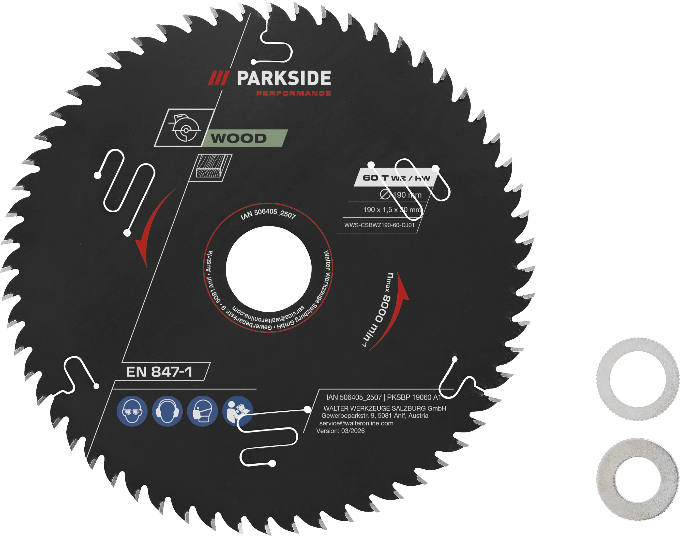 PARKSIDE PERFORMANCE Cirkelzaagblad 190 mm (60 tanden)