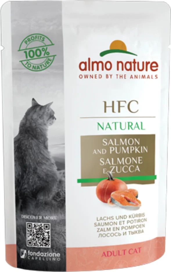 24x Almo Nature HFC Natural Kattenvoer Nat Zalm & Pompoen 55 gr