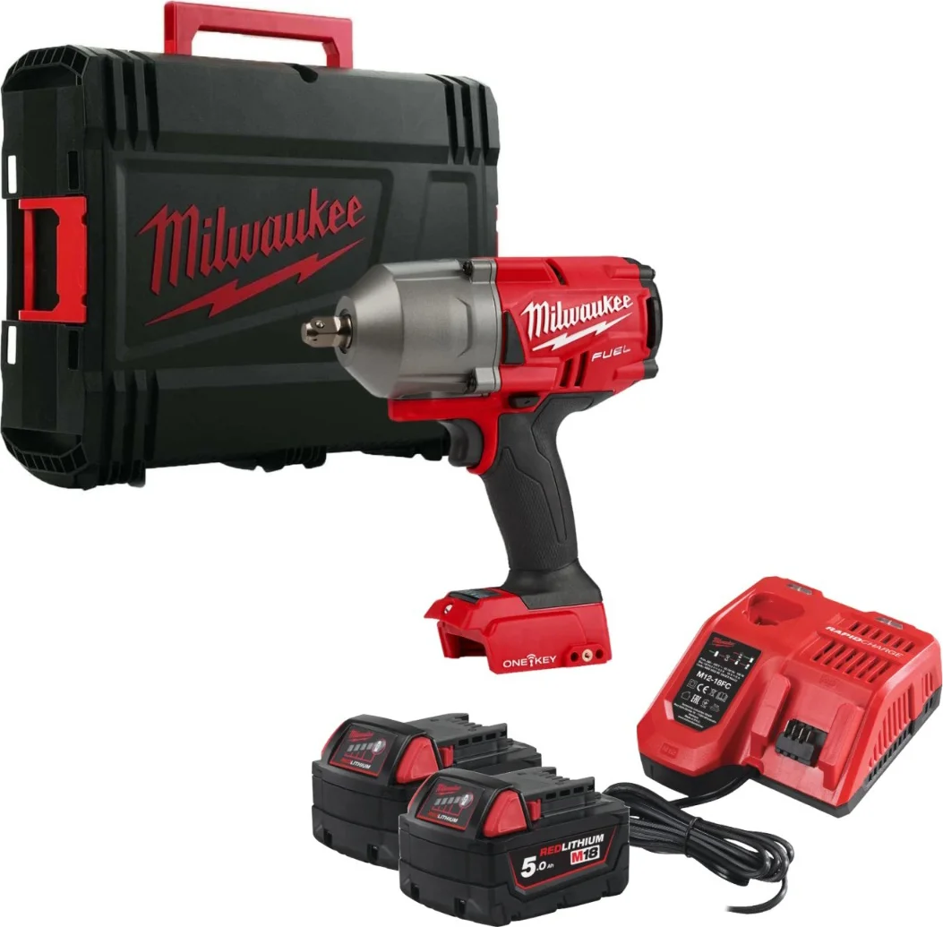 Milwaukee M18 FUEL™ ONEFHIWP12-502X ONE-KEY™ Accu slagmoersleutel 1017Nm 1/2" borgpin 18V 5.0Ah in HD-Box - 4933459725