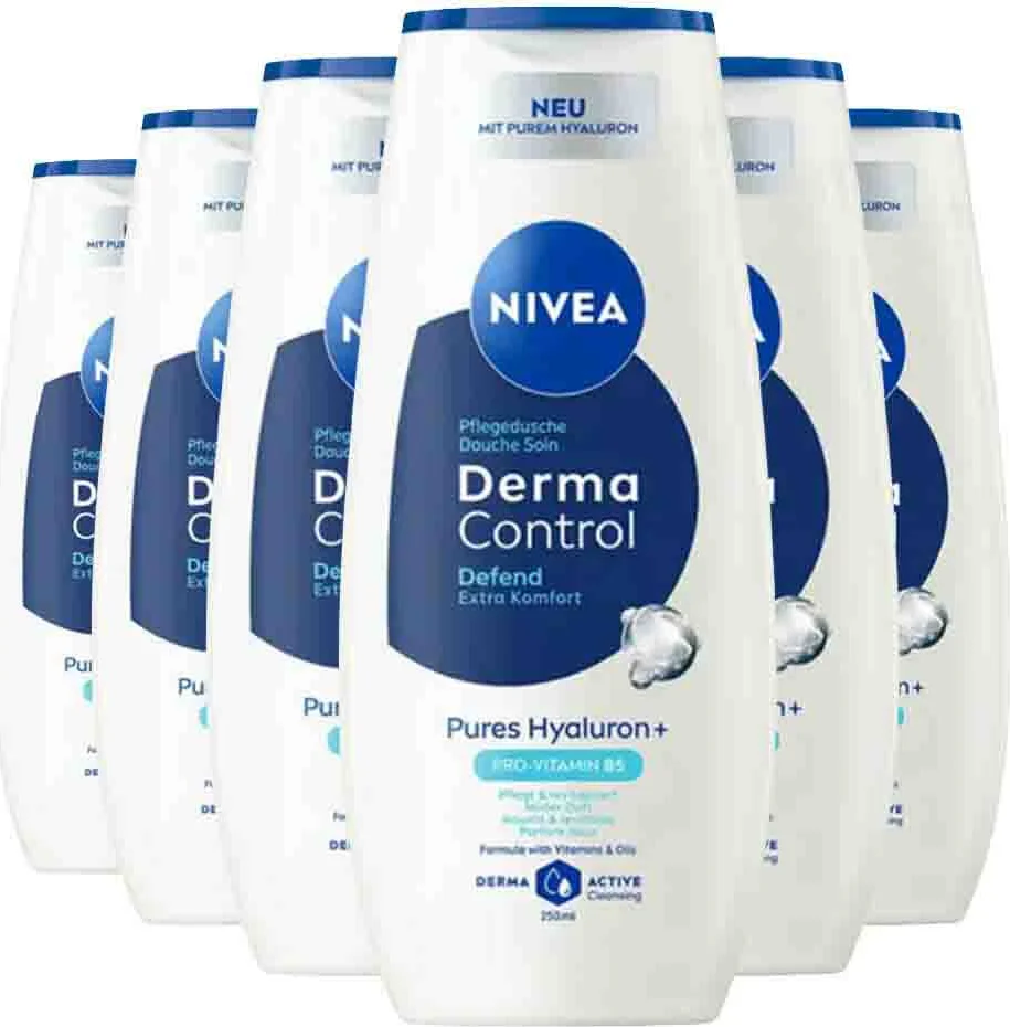 6x NIVEA Douchegel Derma Control Defend 250 ml