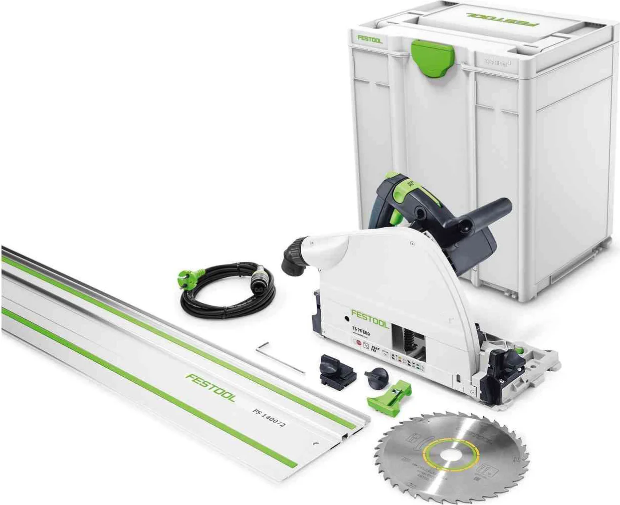 Festool TS 75 EBQ-Plus-FS Invalcirkelzaag in Systainer met FS 1400/2 Geleiderail - 576115