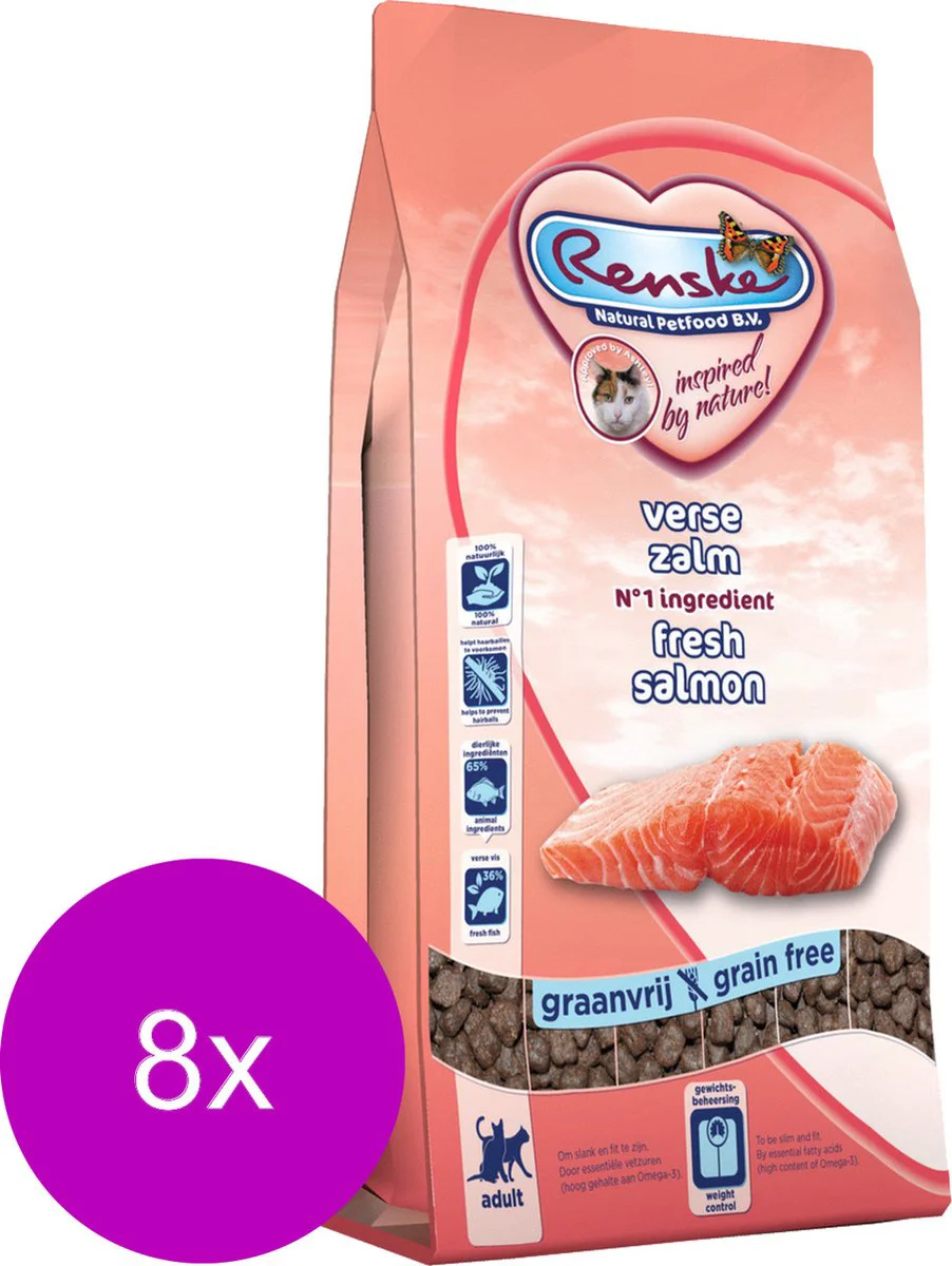 8x Renske Super Premium Adult Kattenvoer Zalm 400 gr