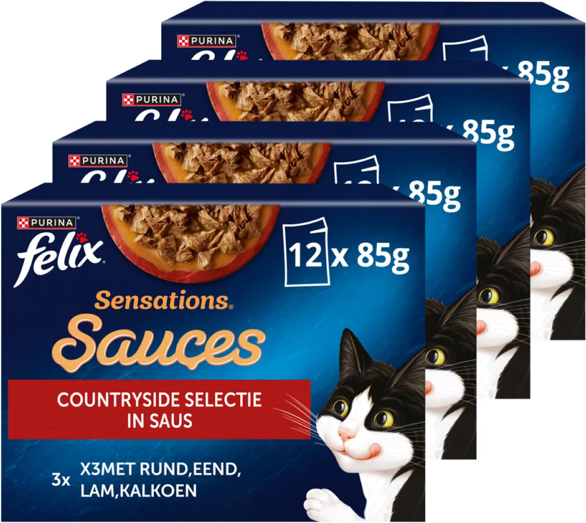 4x Felix Kattenvoer Nat Sensations in Saus Countryside Selectie 12 x 85 gr