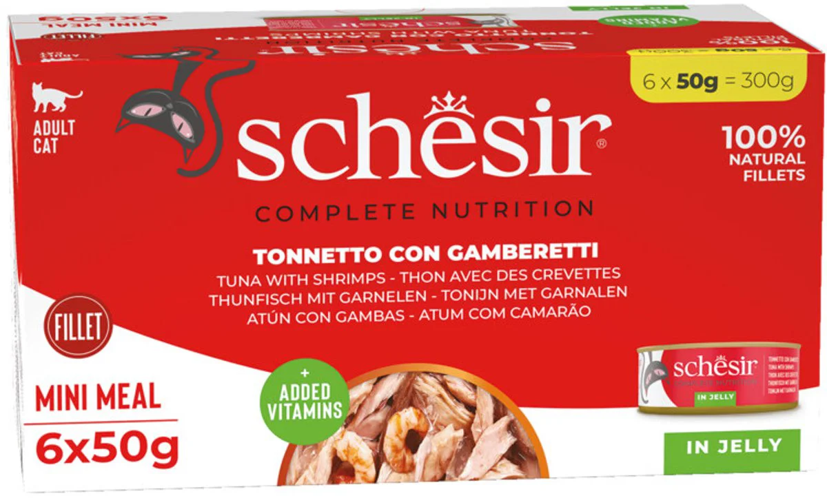8x Schesir Kattenvoer Tonijn - Garnaal 6 x 50 gr