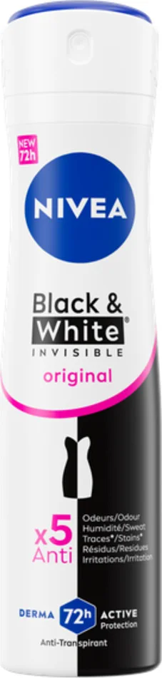 3x NIVEA Deodorant Spray Invisible For Black & White Clear 150 ml