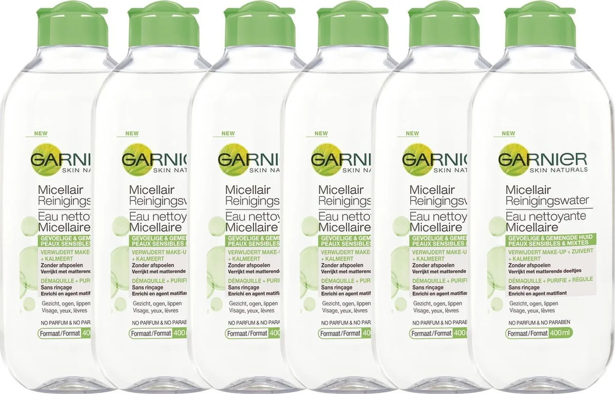 6x Garnier SkinActive Micellair Reinigingswater voor Gemengde Huid 400 ml