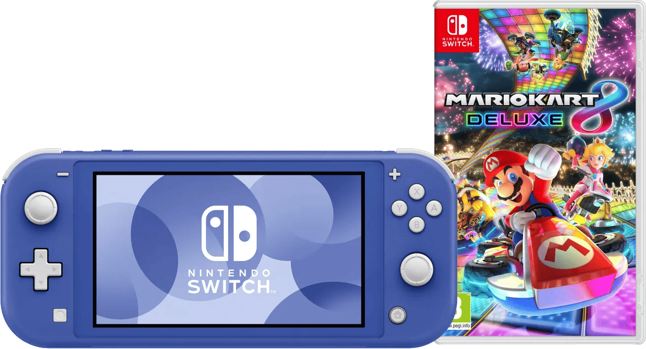 Nintendo Switch Lite Blauw + Mario Kart 8 Deluxe Switch