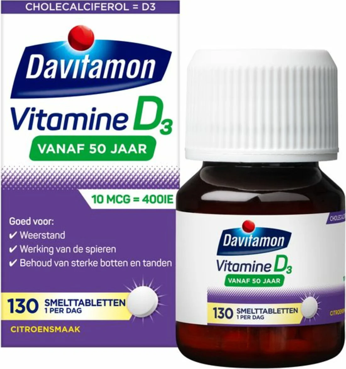 4x Davitamon Vitamine D3 Vanaf 50 Jaar 130 smelttabletten