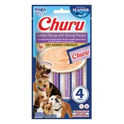 Inaba Hondensnack Churu Puree Dog Fish Salmon & Shrimp 4 x 14 gr