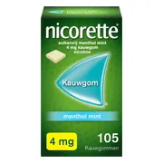 Nicorette Suikervrij Kauwgom Menthol Mint 4mg 105ST