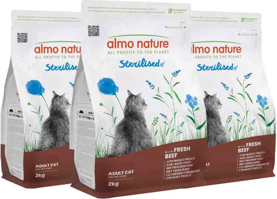 3x Almo Nature Kattenvoer Droog Sterilised Rund 2 kg
