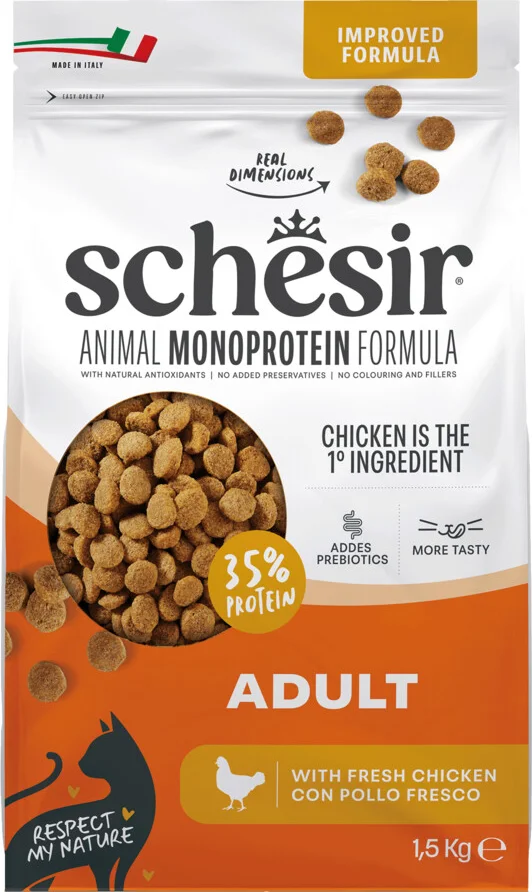 6x Schesir Monoproteïne Kattenvoer Droog Kip 1,5 kg