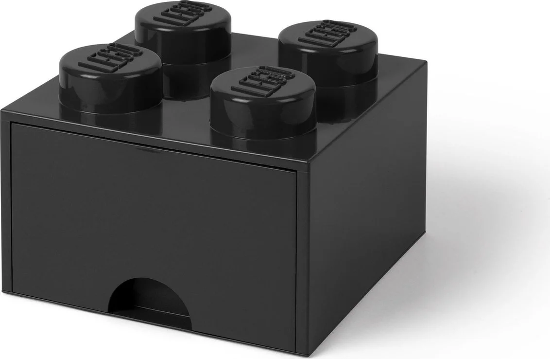LEGO Zwarte opslagsteen met 4 noppen en een lade