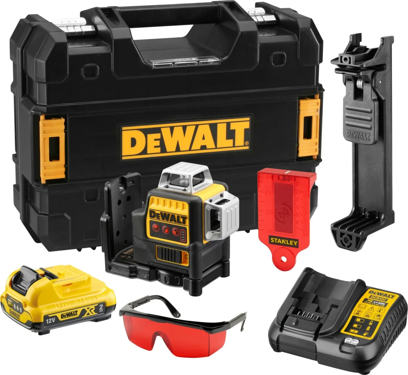DeWALT DCE089D1R Zelfnivellerende kruislijnlaser rood 12V XR 2.0Ah in TSTAK
