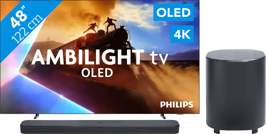 Philips Ambilight 48'' OLED760 4K (2025) + JBL Bar 500 MK2 Zwart