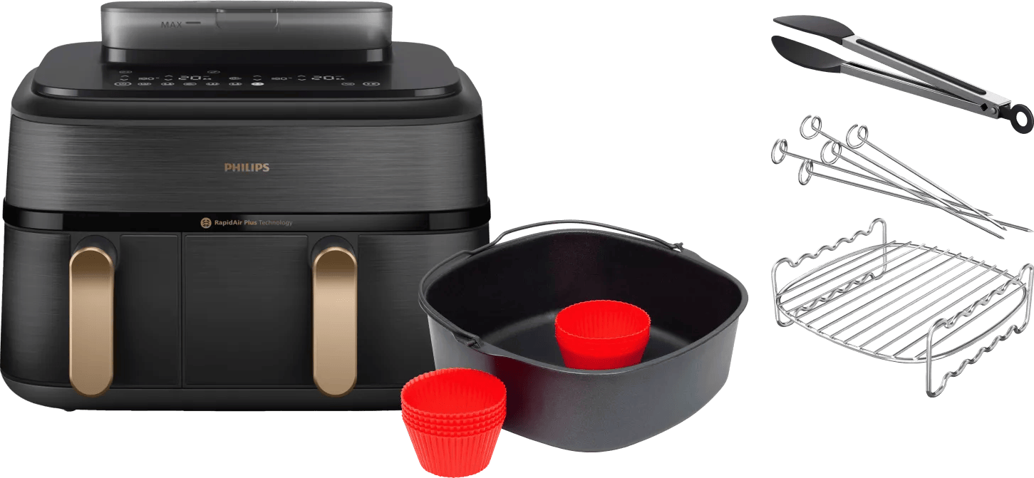 Philips 5000 Series Dual Basket NA552/00 + Dubbellaagse kookset + Bakmeesterset
