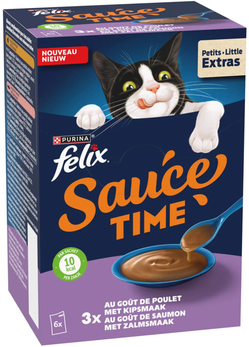 Felix Kattensnack Sauce Time Kip & Zalm 6x40 gr