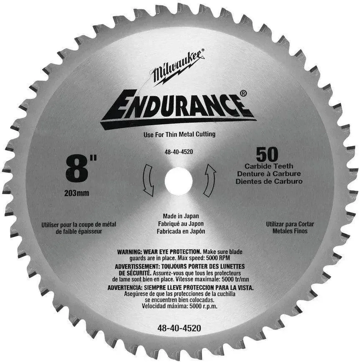 Milwaukee Cirkelzaagblad voor Metaal | Ø 203mm Asgat 15,87mm 50T - 48404520