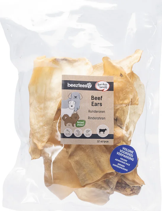 Beeztees Runderoren - Natuurlijk - Hondensnacks - Voordeelverpakking 12 stuks