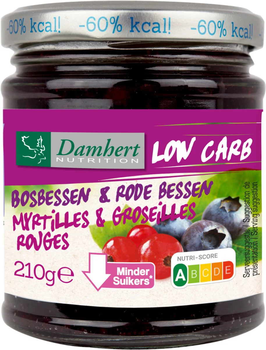 Damhert Low Carb Confituur bosbessen & rode bessen 210GR