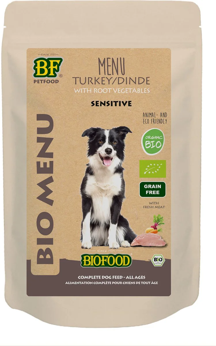 15x BF Petfood Biofood Organic Kalkoen Menu 150 gr