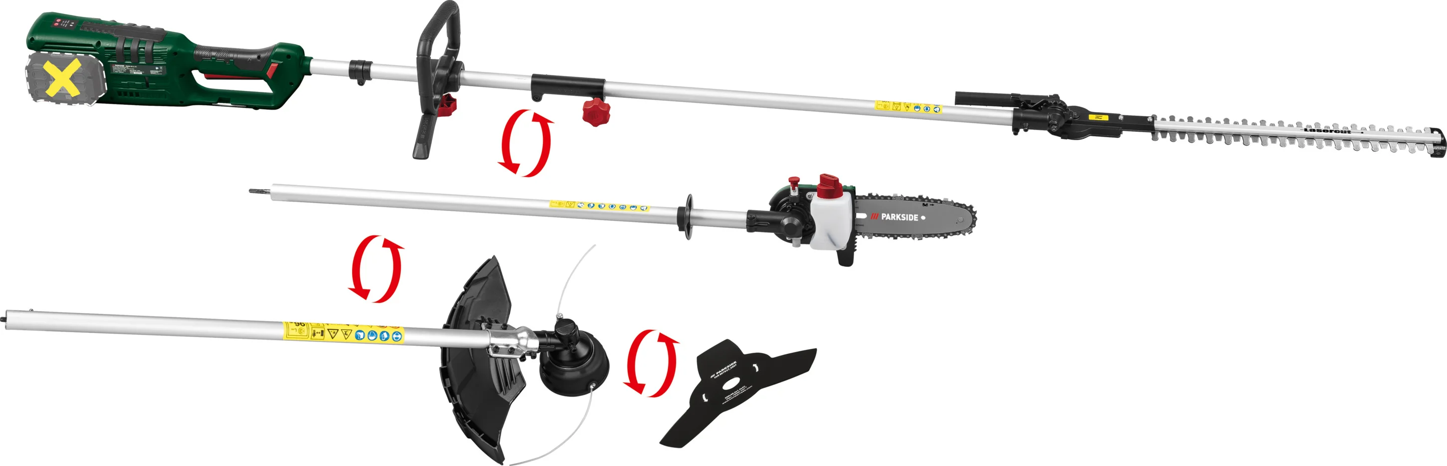 PARKSIDE 4-in-1 accu-tuingereedschap 40 V zonder accu's en lader