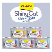24x GimCat Kattenvoer Nat ShinyCat Filets in Bouillon Kip & Garnalen 70 gr