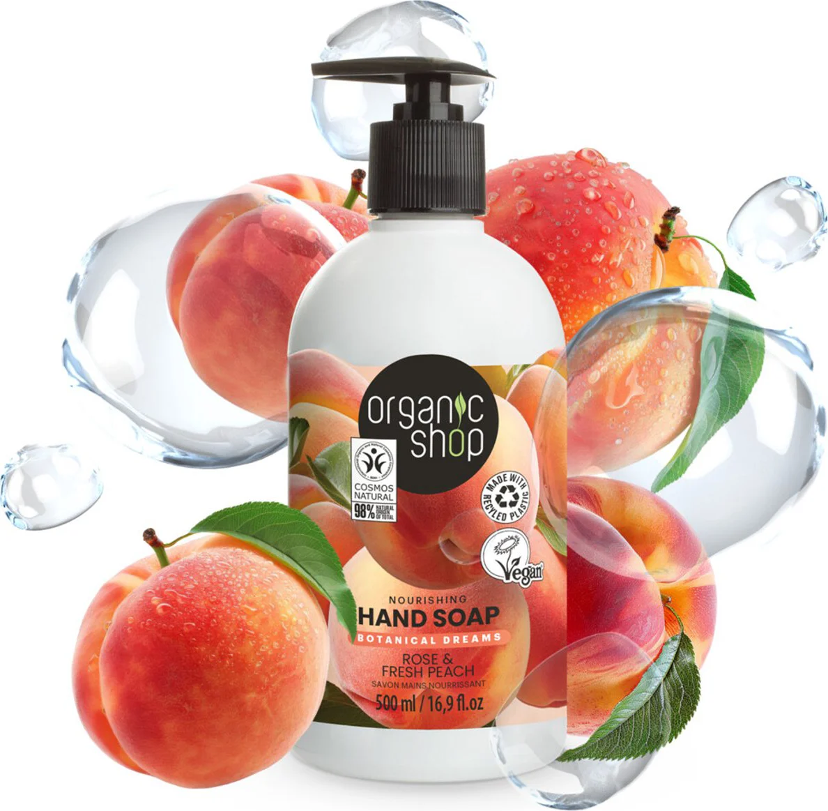 Organic Shop Handzeep Rose & Peach 500 ml