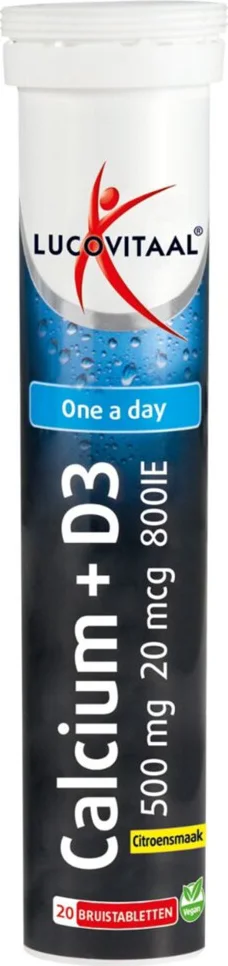 2x Lucovitaal Calcium 500mg + D3 Citroensmaak 20 bruistabletten