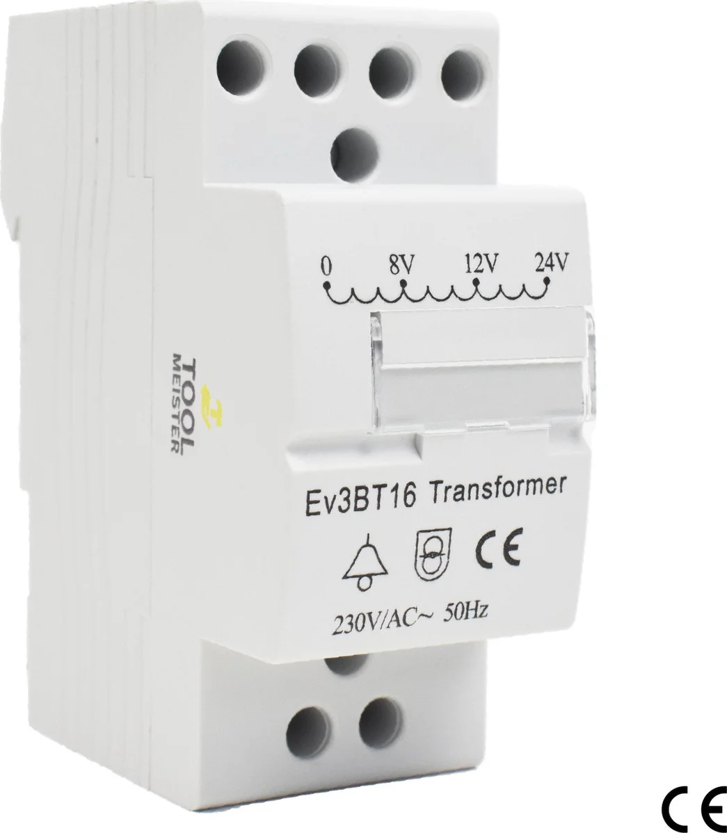 Tool Meister BT08 - Beltransformator voor Deurbel - Universele Beltrafo - Transformator - Op Maat voor Google Nest, Eufy, Ring, Deurbel, Intercom - DIN-Rail montage - Max 8VA (8W)
