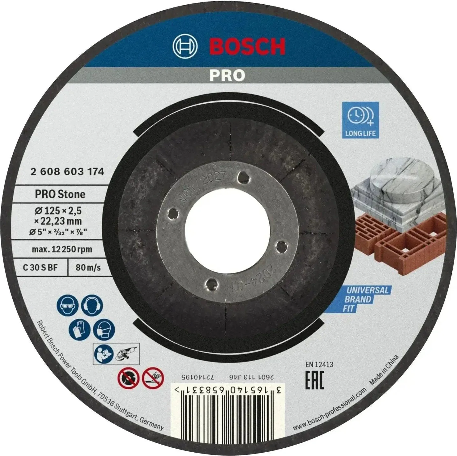 Bosch Professional Doorslijpschijf PRO Stone 125x22,23mm VE=1 - 2608603174