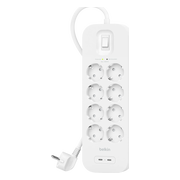 Belkin Surge Protection 8 Outlet 2 Meter Dual Usb C 30W PD Wit