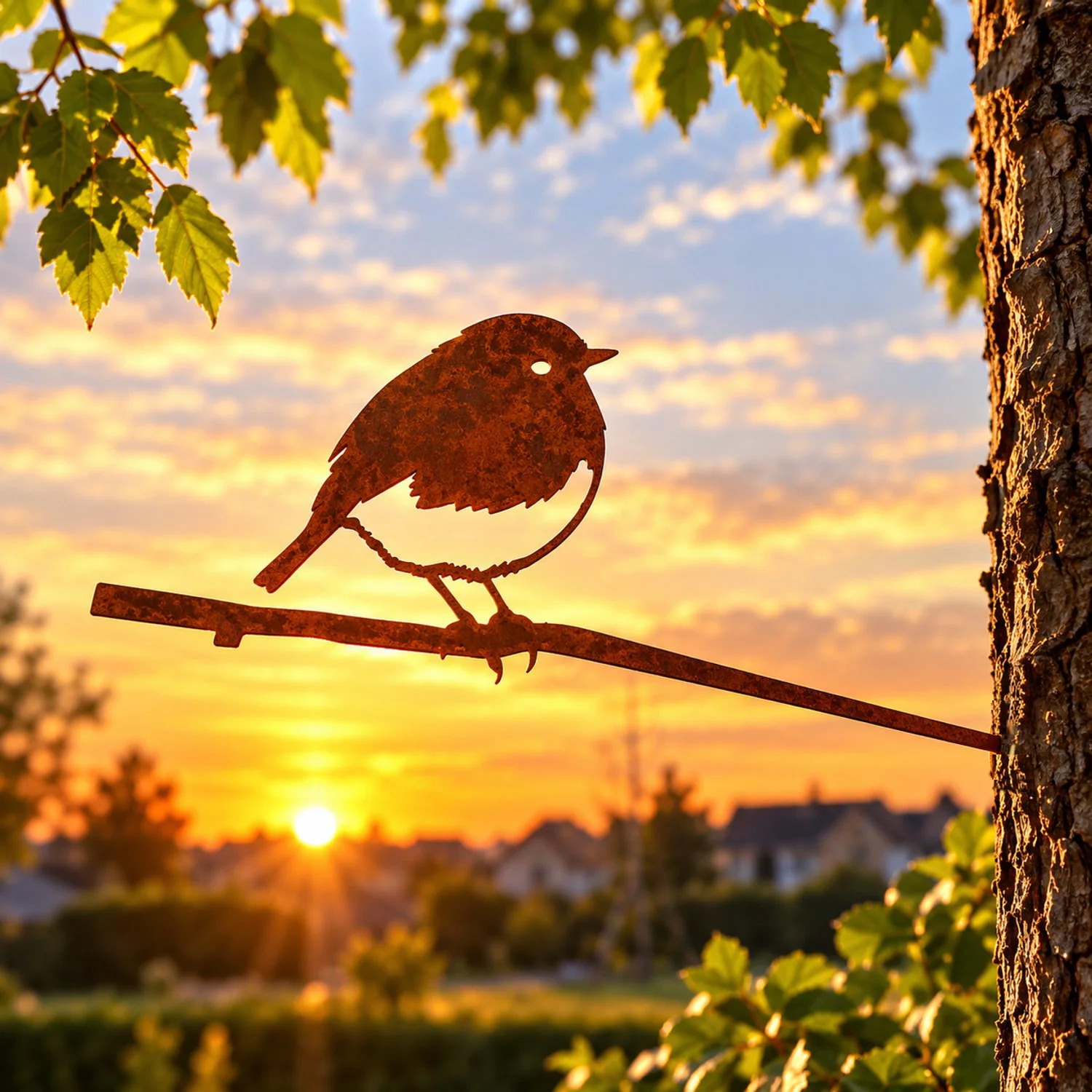 Tuindecoratie - Tuin - Tuin decoratie voor buiten - Cortenstaal - Metalbird - Roodborstje - 31x17cm