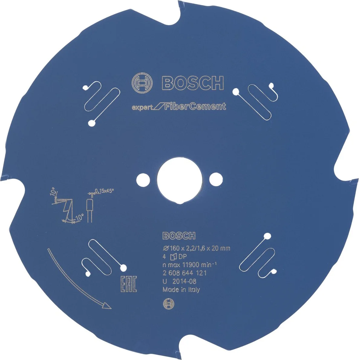 Bosch Professional Cirkelzaagblad EXPERT Fibre Cement | Ø 160 x 2,2 x 20mm 4T - 2608644121