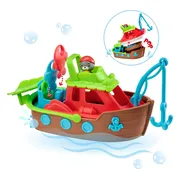 Klorofil Badspeelgoed de Stapelboot – Badspeelgoed voor kinderen – Badspeeltjes – 29 x 12 cm – Meerkleurig incl 1 poppetje uit de Walrus familie + 4 accesoires