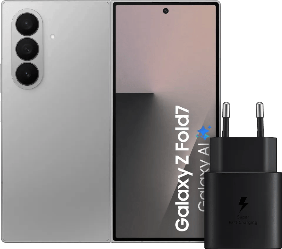 Samsung Galaxy Z Fold 7 256GB Zilver 5G + Samsung Oplader 25 Watt Zwart