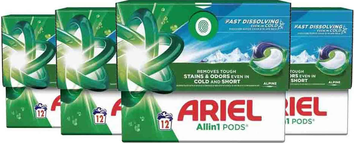 4x Ariel Wasmiddel Allin1 Pods Alpine 12 stuks