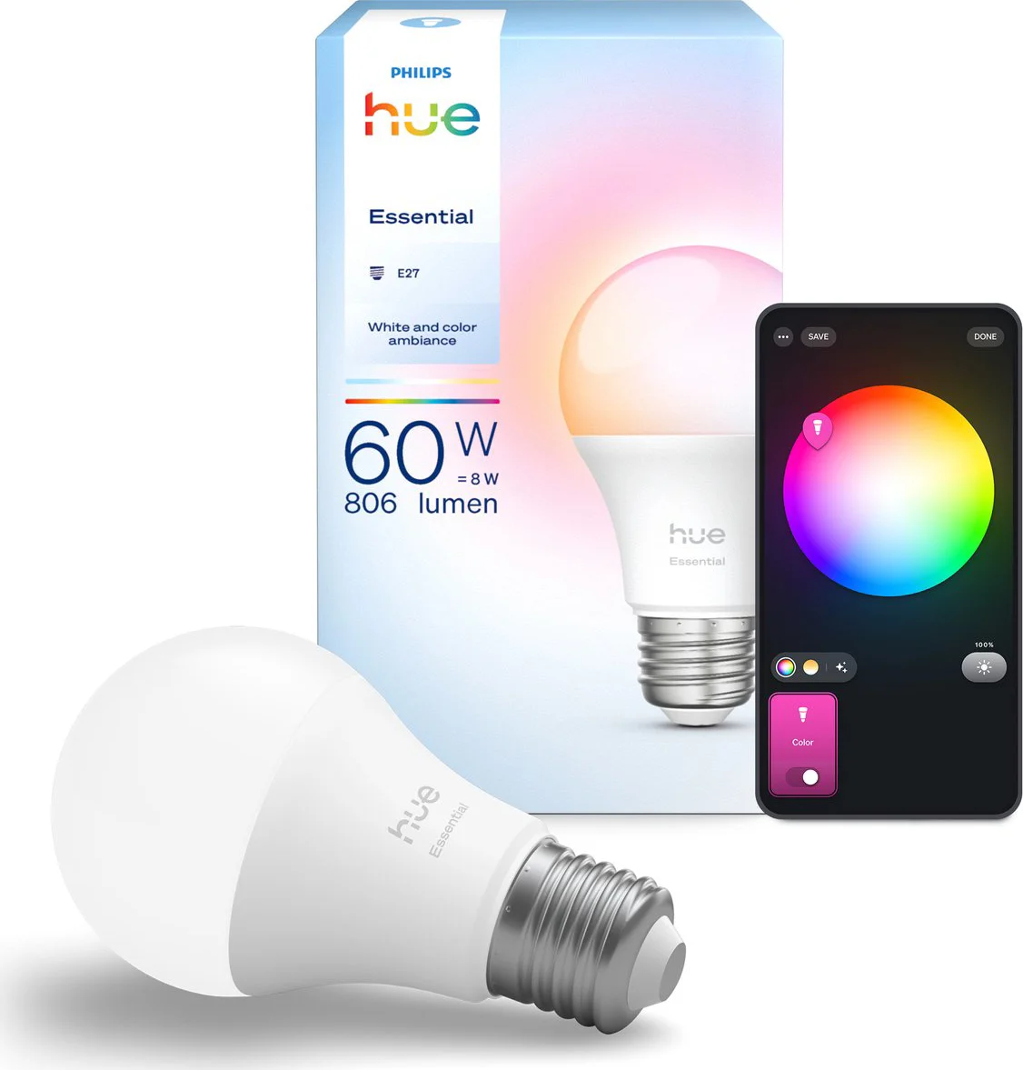 Philips Hue Essential A60 White and Color E27