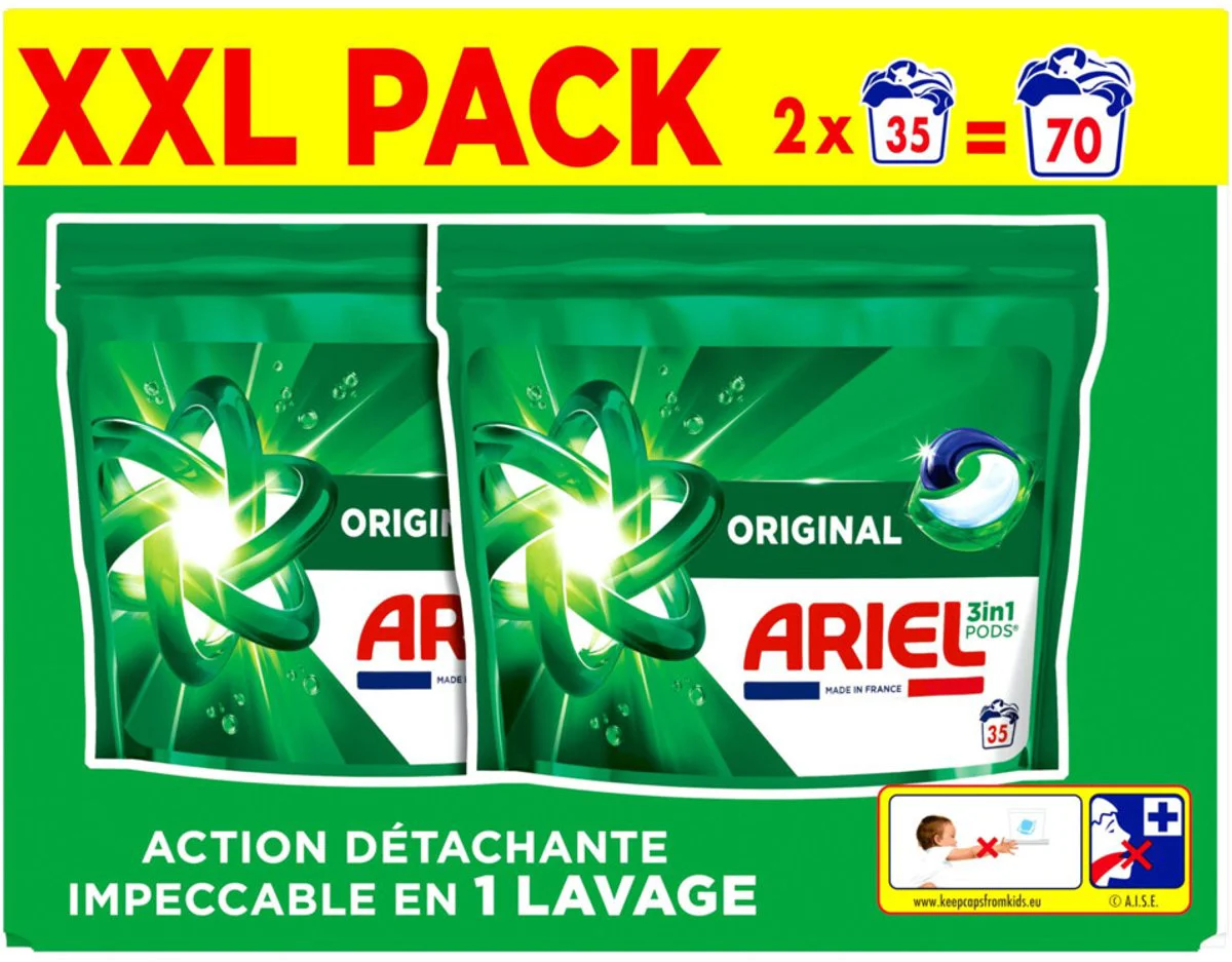 2x Ariel 3in1 Wasmiddel Pods Original 70 stuks